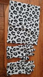 Set handschoenen en sjaal luipaard zwart/witte print, Kleding | Dames, Mutsen, Sjaals en Handschoenen, Ophalen of Verzenden, Maat 36 (S)