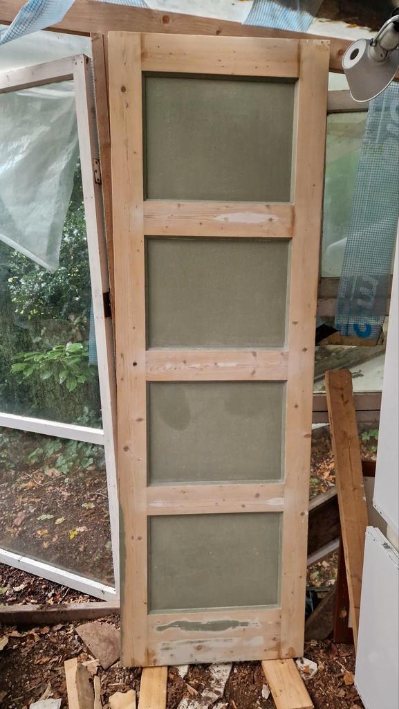 Oude Paneeldeur - Vier Vaks - Geschuurd, Doe-het-zelf en Verbouw, Platen en Panelen, Gebruikt, Hout, Ophalen of Verzenden