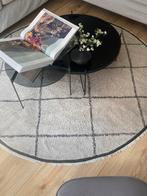 Handgeweven Katoenen Vloerkleed - Ø 180cm, Ophalen, Wit, 150 tot 200 cm, Rond