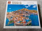 King puzzel 1000 stukjes vissersbootjes Griekenland, Ophalen of Verzenden, 500 t/m 1500 stukjes, Zo goed als nieuw, Legpuzzel