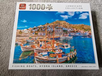 King puzzel 1000 stukjes vissersbootjes Griekenland  beschikbaar voor biedingen