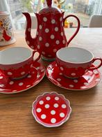 Oilily theepot en theekoppen polkadot stippen roodwit, Huis en Inrichting, Keuken | Servies, Ophalen, Nieuw, Overige stijlen, Overige typen