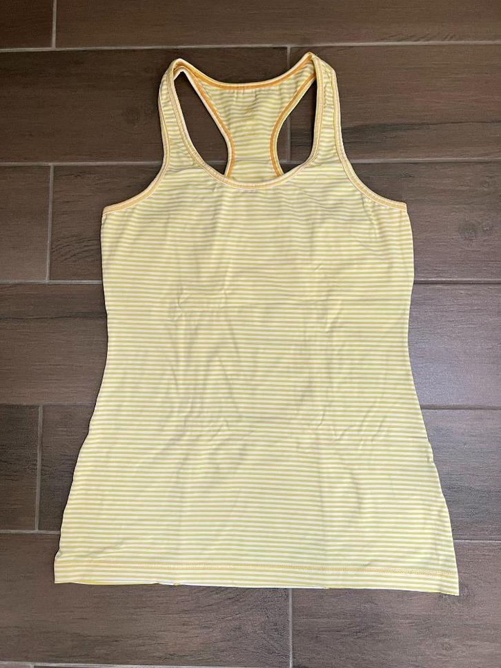 Geel wit gestreepte top, Kleding | Dames, Sportkleding, Zo goed als nieuw, Fitness of Aerobics, Maat 38/40 (M), Geel, Ophalen of Verzenden