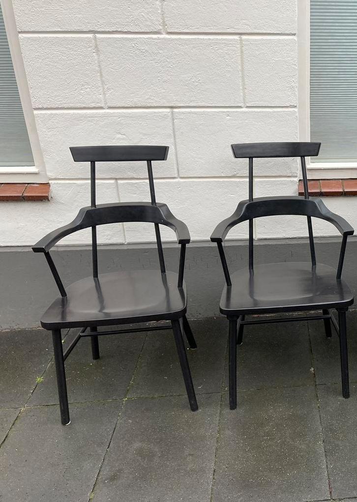 2 mooie vintage zwarte Ebba Strandmark IKEA PS stoelen €45 s, Huis en Inrichting, Stoelen, Zo goed als nieuw, Twee, Kunststof