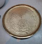 Goudkleurig geribbeld rond metalen plateau,  dienblad, Ophalen of Verzenden, Zo goed als nieuw, Rond, Metaal