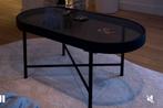Zwarte stalen ovale salontafel, Huis en Inrichting, Tafels | Salontafels, Ophalen, 100 tot 150 cm, 50 tot 100 cm, Minder dan 50 cm