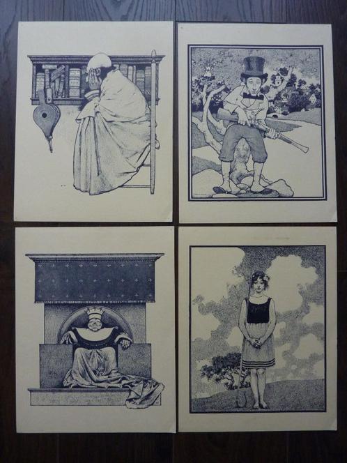 4 prent Maxfield Parrish 1972 sprookjes Moeder de Gans 21x28, Verzamelen, Foto's en Prenten, Gebruikt, Prent, Overige onderwerpen