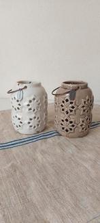 Riverdale windlichten samen  €7,50, Huis en Inrichting, Woonaccessoires | Kandelaars en Kaarsen, Overige materialen, Beige, Nieuw