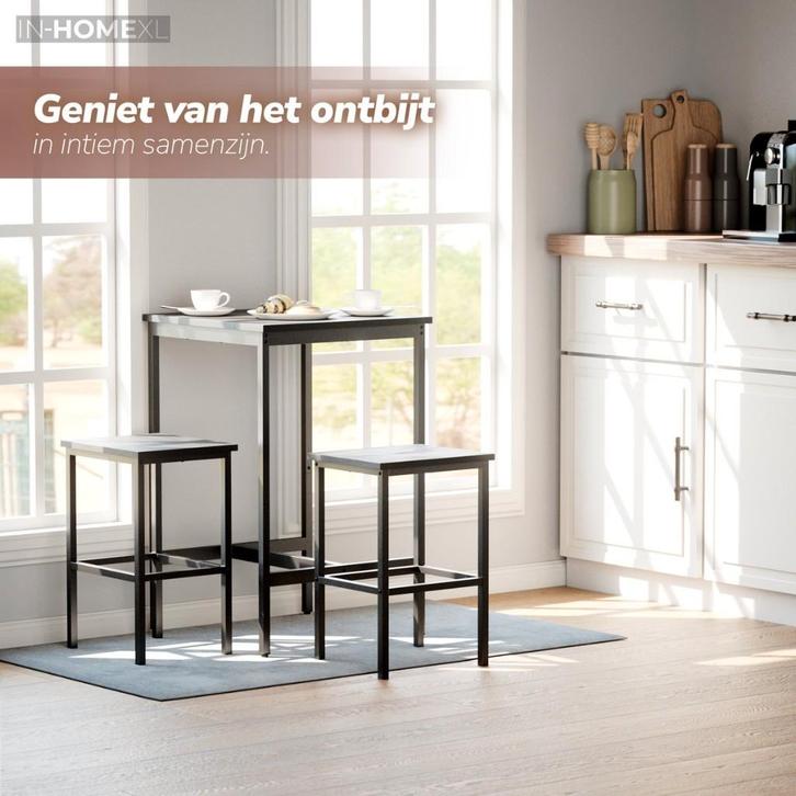 Bartafel Industrieel – Hout & Metaal – Vierkant 55x55x89 cm, Huis en Inrichting, Tafels | Statafels, Nieuw, Ophalen