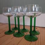 Lucky Vintage Luminarc glazen met groene voet - 6 stuks, ., Overige typen, Ophalen of Verzenden, Zo goed als nieuw