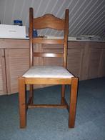 stoel eiken stoel met pastel stoffen bekleding, Huis en Inrichting, Stoelen, Ophalen, Gebruikt, Bruin, Klassiek