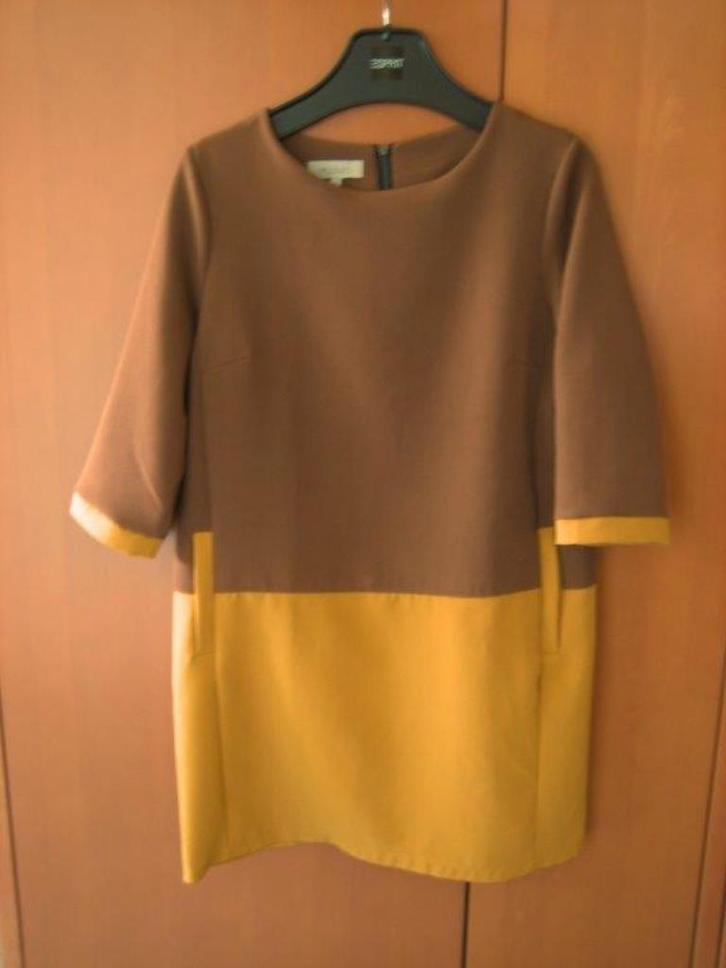 Zeer apart recht bruin-oker jurkje MAISON MAY 42 snazzeys, Kleding | Dames, Jurken, Nieuw, Maat 42/44 (L), Bruin, Onder de knie