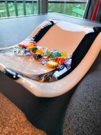 Italie Schaal Glas Wit Zwarte Lijnen Golvend 1990, Antiek en Kunst, Antiek | Glas en Kristal, Ophalen of Verzenden