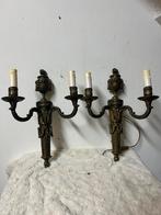 Antieke geel koperen wand kandelaars, Antiek en Kunst, Antiek | Kandelaars, Ophalen of Verzenden, Koper of Brons