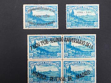 Spanje 1938: "Defensa de Madrid" : reeks + luchtpostversies  beschikbaar voor biedingen