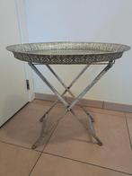 Inklapbare Bijzettafel zilver kleurig, Huis en Inrichting, Minder dan 55 cm, Metaal of Aluminium, Rond, Ophalen
