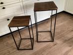 Set van 2 tafels naturel/zwart, Minder dan 55 cm, Rond, Zo goed als nieuw, Hout