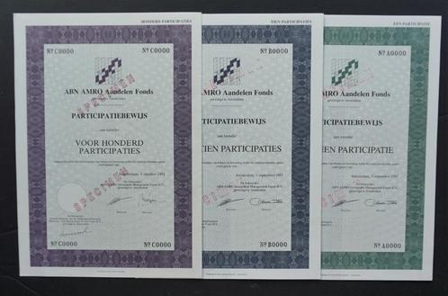 ABN AMRO Aandelen Fonds - 1991  3x, Postzegels en Munten, Aandelen en Waardepapieren, Aandeel, 1970 tot heden, Verzenden