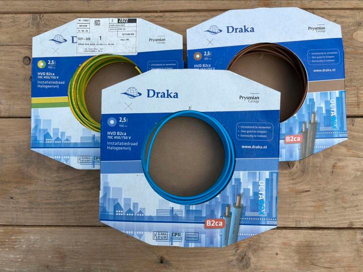 Installatiedraad 100m Draka HVD 2,5 mm halogeenvrij, Doe-het-zelf en Verbouw, Elektra en Kabels, Nieuw, Kabel of Snoer, Ophalen of Verzenden