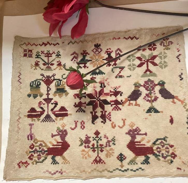 Antieke merklap 1861, Antiek en Kunst, Antiek | Kleden en Textiel, Ophalen of Verzenden