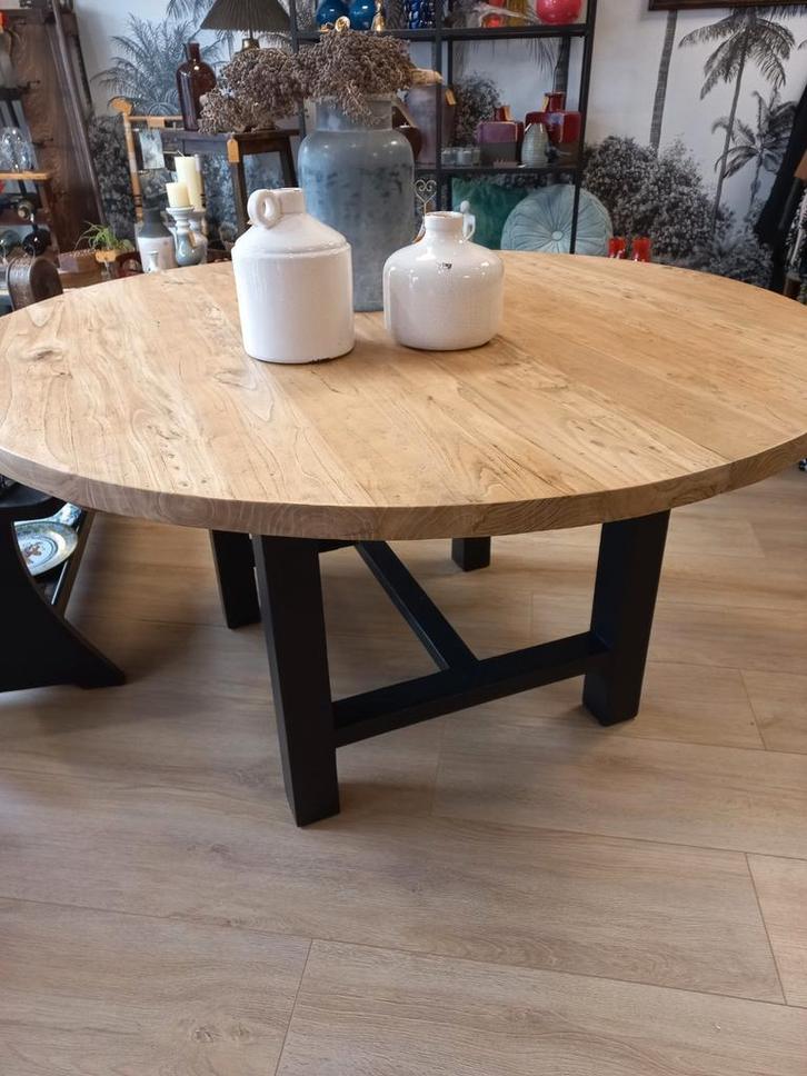 Ronde Mango Houten Eettafel - Zo Goed Als Nieuw!, Huis en Inrichting, Tafels | Eettafels, Zo goed als nieuw, 100 tot 150 cm, 100 tot 150 cm