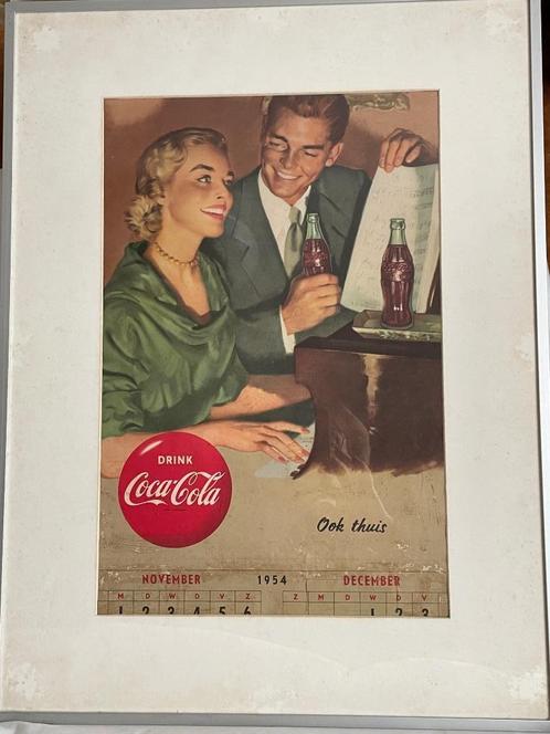 Vintage poster kalenderblad Coca Cola nov/dec 1954, Verzamelen, Merken en Reclamevoorwerpen, Gebruikt, Reclamebord, Ophalen of Verzenden