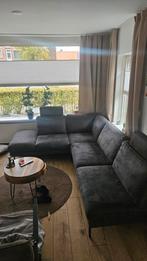 Hoekbank leer/suède verstelbare hoofdsteunen, Huis en Inrichting, Banken | Bankstellen, 250 tot 300 cm, Gebruikt, 100 tot 125 cm