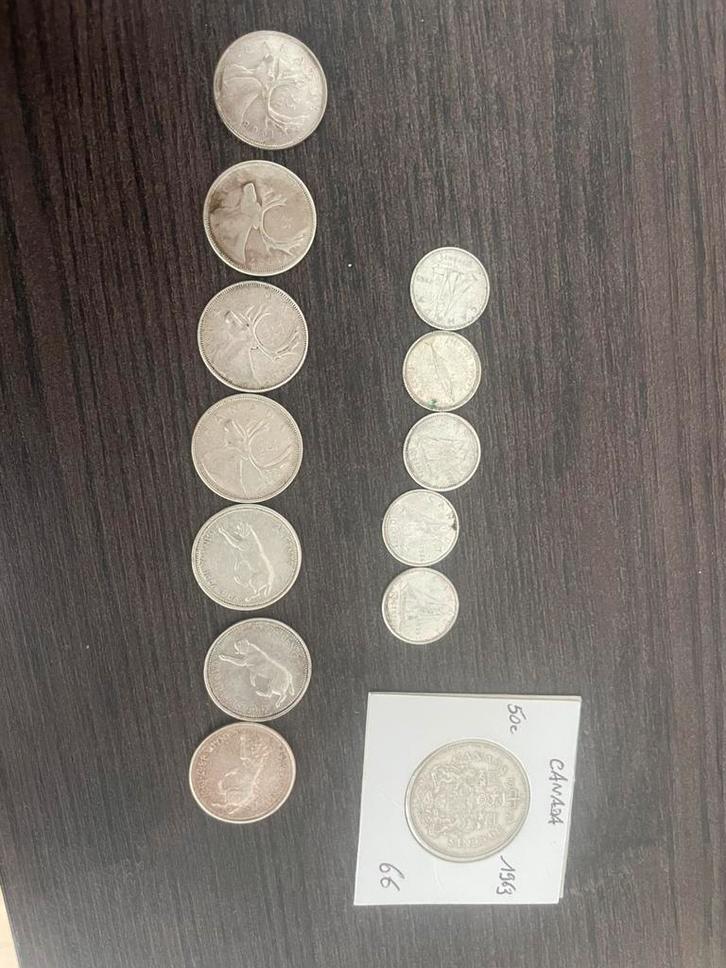 Canadees zilver geld, dime, quarter, half dollar Canada, Postzegels en Munten, Munten | Amerika, Ophalen of Verzenden