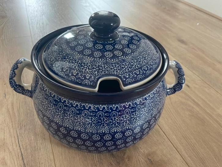 Bunzlau Soeppan met Deksel, Huis en Inrichting, Keuken | Servies, Zo goed als nieuw, Kom(men), Overige stijlen, Aardewerk, Ophalen