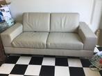 Beige leren retro 2-zitsbank, Huis en Inrichting, Banken | Bankstellen, Ophalen, Gebruikt, 150 tot 200 cm, Tweepersoons