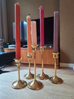 Vintage messing kandelaars 5 stuks, Ophalen of Verzenden, Minder dan 25 cm