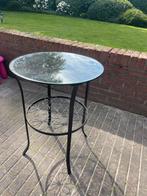 Bijzettafel met glas., Huis en Inrichting, Minder dan 55 cm, Gebruikt, Rond, Glas