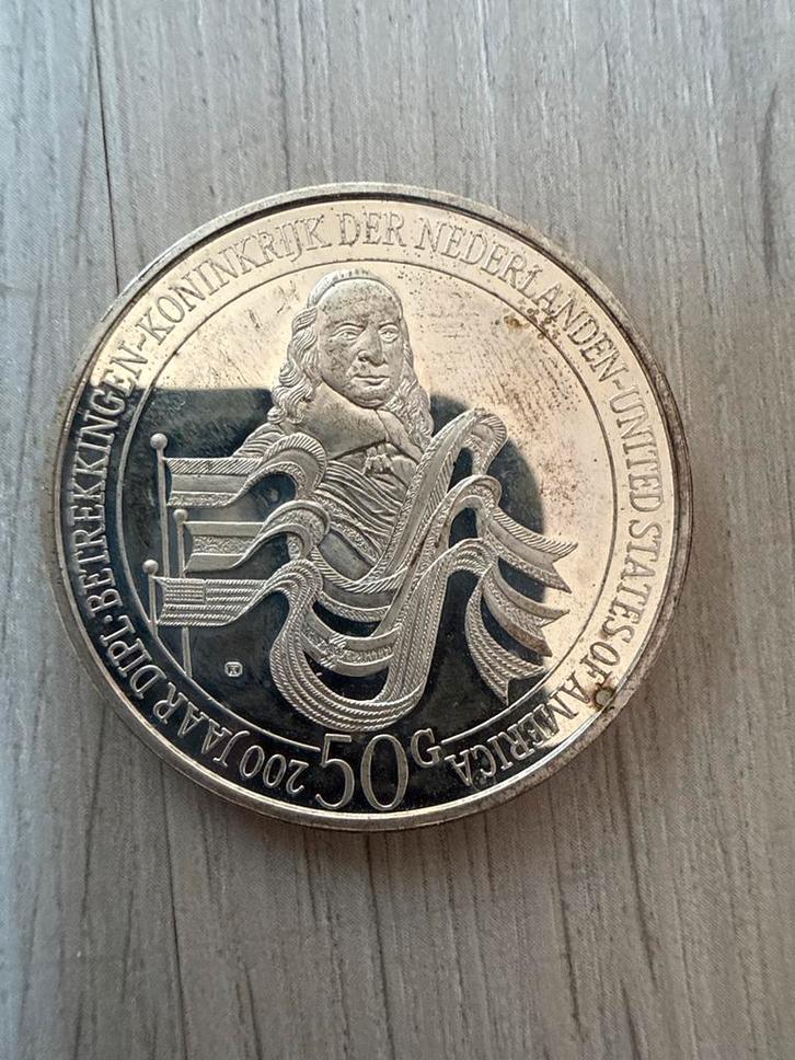 Zilveren 50 Gulden Munt 1982 - Beatrix, Postzegels en Munten, Munten | Nederland, Losse munt, 50 gulden, Koningin Beatrix, Zilver