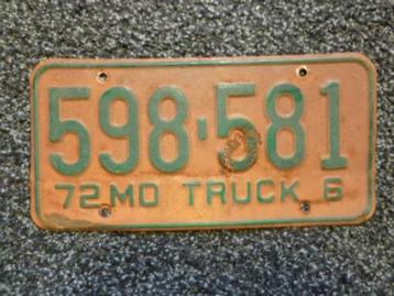 Kentekenplaat licenseplate Missouri Truck 1972 USA beschikbaar voor biedingen