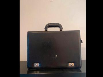 Nieuw vintage zwart tas leer leder aktetas, merk Mont Blanc beschikbaar voor biedingen