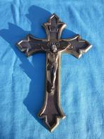 Zwaar koperen Christus kruis met IHS en INRI 22 bij 14.5, Verzenden, Zo goed als nieuw, Overige typen, Christendom | Katholiek