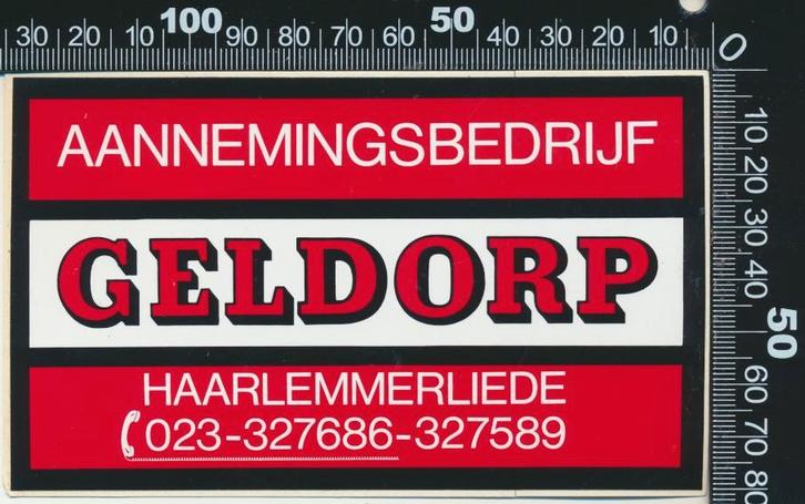 Sticker: Aannemingsbedrijf Geldrop - Haarlemmerliede, Verzamelen, Stickers, Zo goed als nieuw, Bedrijf of Vereniging, Ophalen of Verzenden