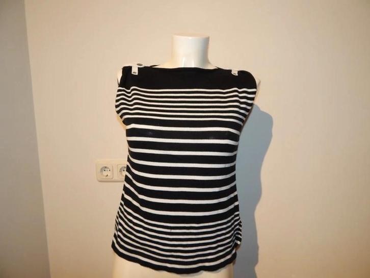 Jean Paul Gaultier gebreide top marine look merk stiksel S, Kleding | Dames, Tops, Gedragen, Maat 36 (S), Blauw, Zonder mouw, Verzenden