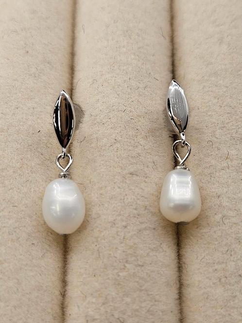 Antiek stijl 925 zilveren oorstekers met echte zoetwaterpare, Sieraden, Tassen en Uiterlijk, Oorbellen, Nieuw, Zilver, Zilver