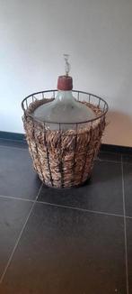 Gistfles in stalen mand met stro ballonfles decoratie, Ophalen, Overige materialen, Gebruikt, Overige kleuren