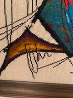 Jaren 70 geborduurde afbeelding Harpspeelster, Gebruikt, Oorspronkelijke maker, Overige typen, Onbekend