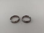 Twee Boccia ringen met dubbele strepen titanium, Verzenden, Nieuw, 17 tot 18, Dame of Heer