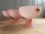 6 Vintage Luminarc rosalinde swirl coupes rose mat glas 70s, Ophalen of Verzenden