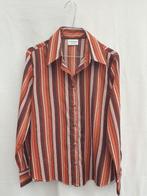 Vintage blouse, maat 42/XL - gestreept - bruintinten - 90's, Bruin, ., Maat 42/44 (L), Vintage