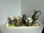Tin - kannen en kopjeshoudersschoteltjes +3 kopjes, Antiek en Kunst, Curiosa en Brocante, Ophalen of Verzenden