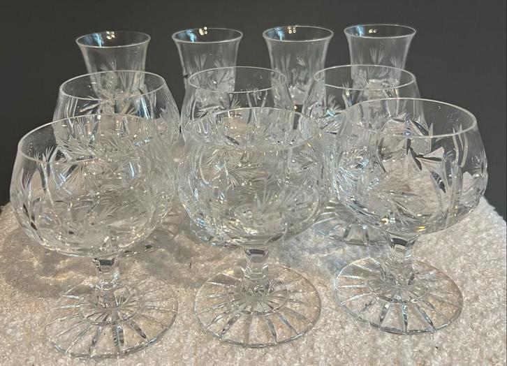 Antiek Kristal Servies - Handgemaakte Glazen Set, Antiek en Kunst, Antiek | Glas en Kristal, Ophalen of Verzenden