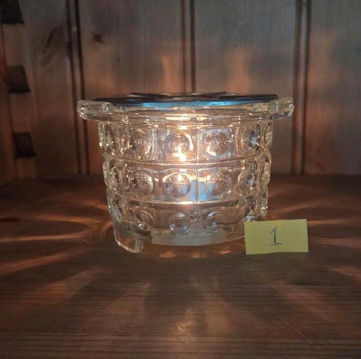 Retro theelicht persglas 1., Huis en Inrichting, Keuken | Servies, Gebruikt, Glas of Glazen, Overige stijlen, Glas, Ophalen of Verzenden
