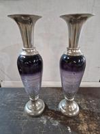 2 prachtige unieke vazen rvs en glas zwart 60cm, Huis en Inrichting, Woonaccessoires | Vazen, Glas, Gebruikt, Ophalen of Verzenden