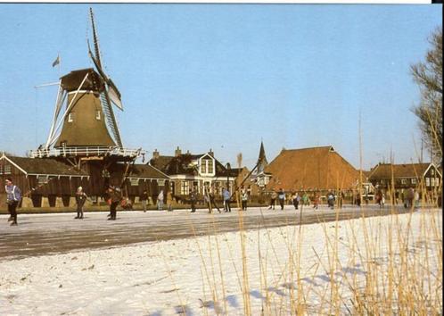 (F473) Fotokaart Woudsend molen De Jager Elfstedentocht 1986, Verzamelen, Ansichtkaarten | Nederland, Ongelopen, Friesland, 1980 tot heden