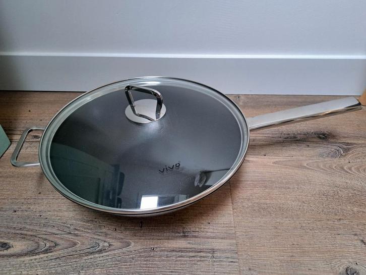 Vivo Wokpan - Perfect voor Roerbakgerechten!, Huis en Inrichting, Keuken | Potten en Pannen, Gebruikt, Wok, Rvs, Inductieplaat